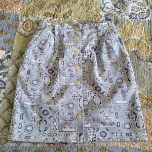 Orange Juice | Light Blue High Waist Print Mini Skirt